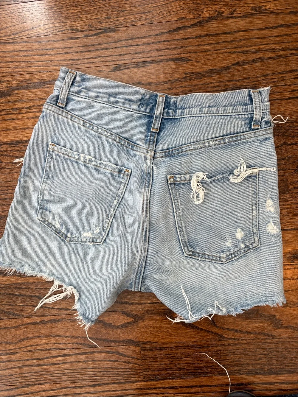 AGOLDE Light Wash Distressed Denim Cutoff Shorts - Size 24